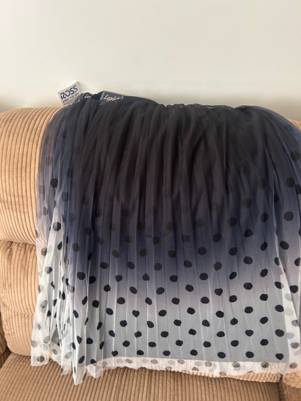 Lark & Ro Navy to White Ombre Polka Dot Tulle Skirt